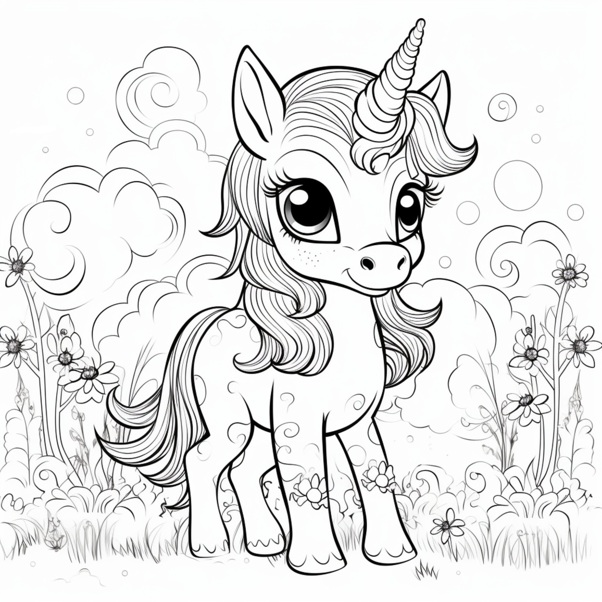 25 Cute Baby Unicorn Coloring Pages for Kids and Adults Digital ...