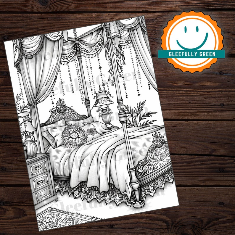 50 Boho Bedrooms Coloring Pages for Adults and Kids Digital Download ...
