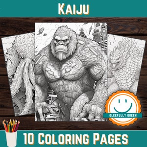10 Printable Kaiju Coloring Pages for Kids and Adults - Digital Download - PDF