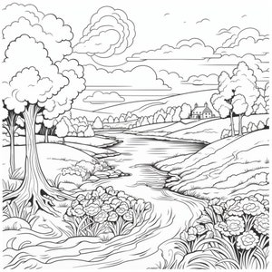24 Printable Serene Landscapes Coloring Pages for Kids and Adults