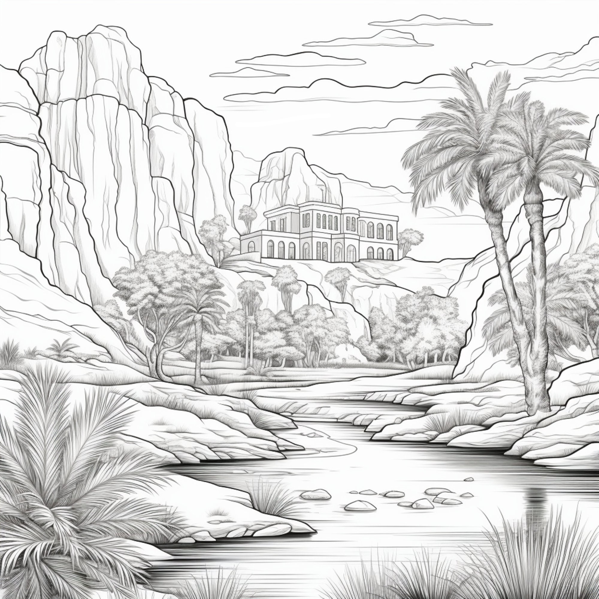 17 Printable Desert Oasis Coloring Pages for Kids and Adults Digital