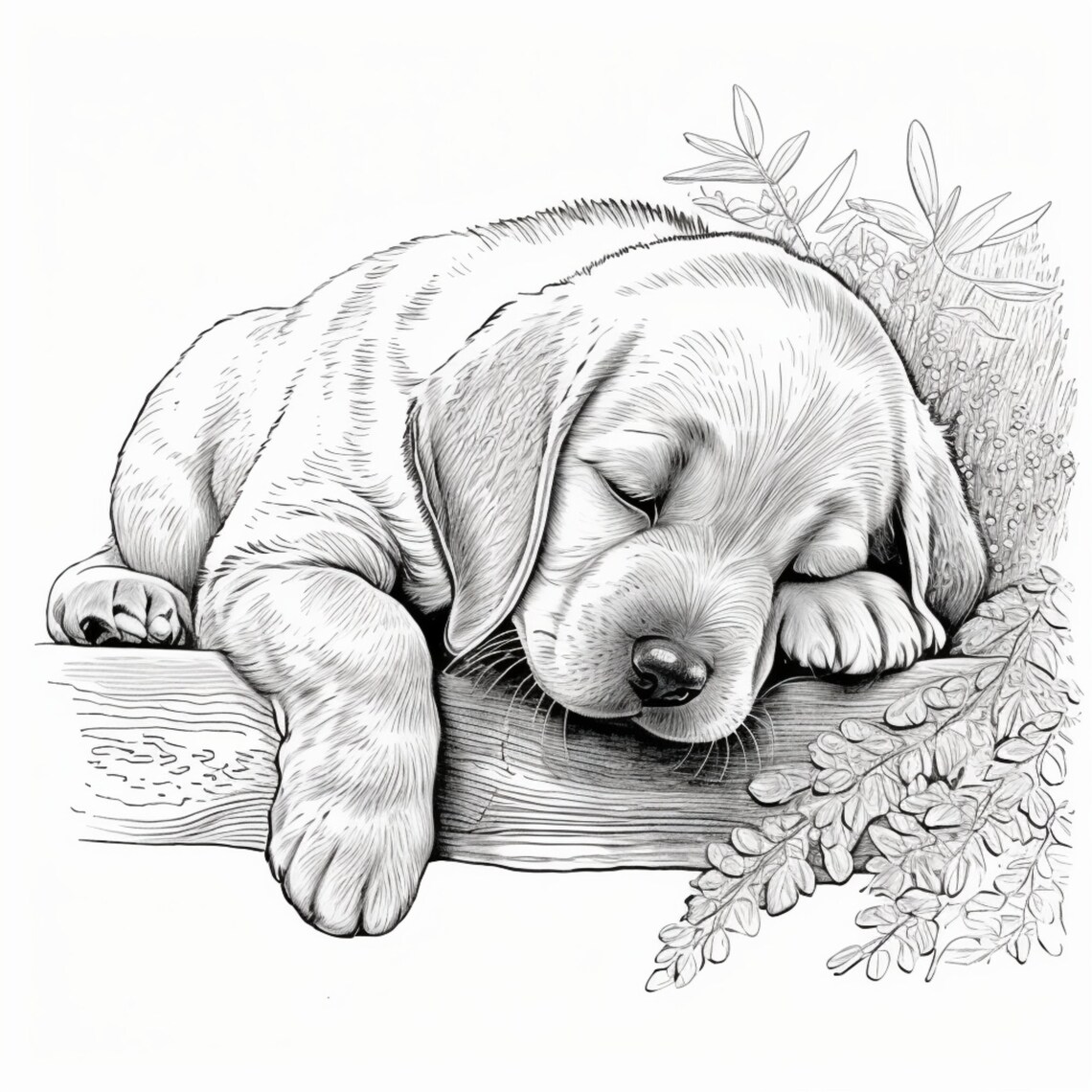 10 Printable Sleeping Puppies Coloring Pages for Kids and Adults ...