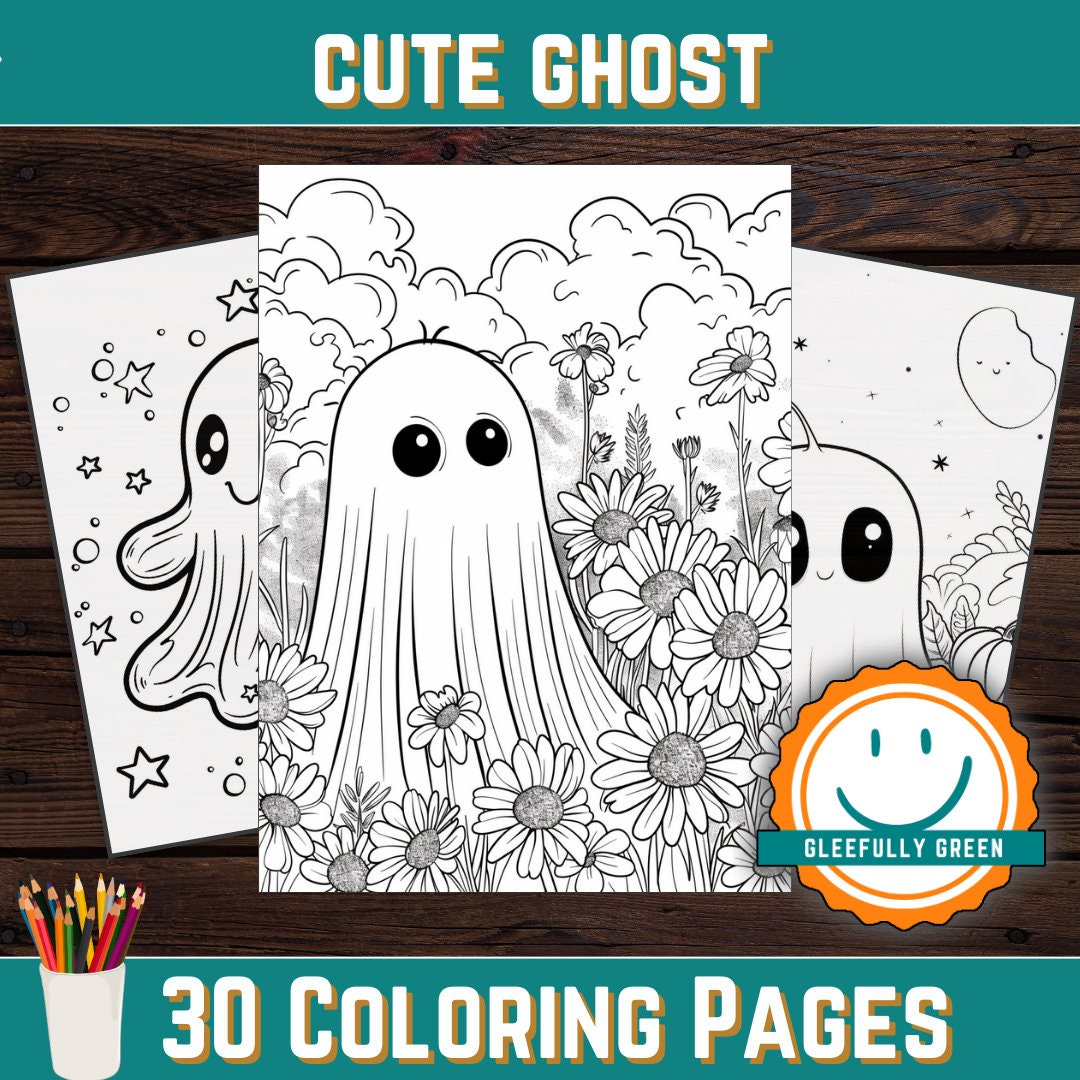 30 Printable Cute Ghost Coloring Page for Adults and Kids Digital ...
