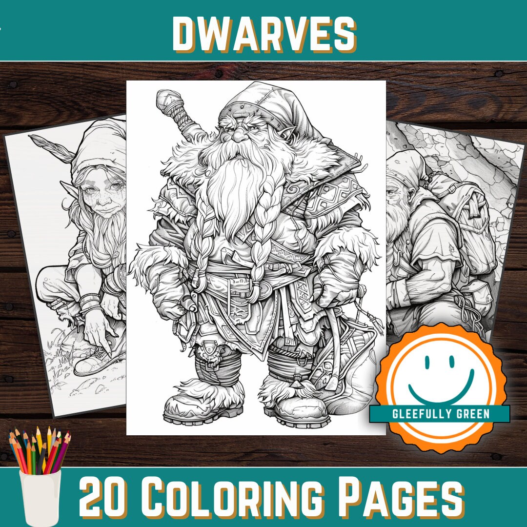 20 Printable Dwarf Coloring Pages for Kids and Adults Digital Download ...
