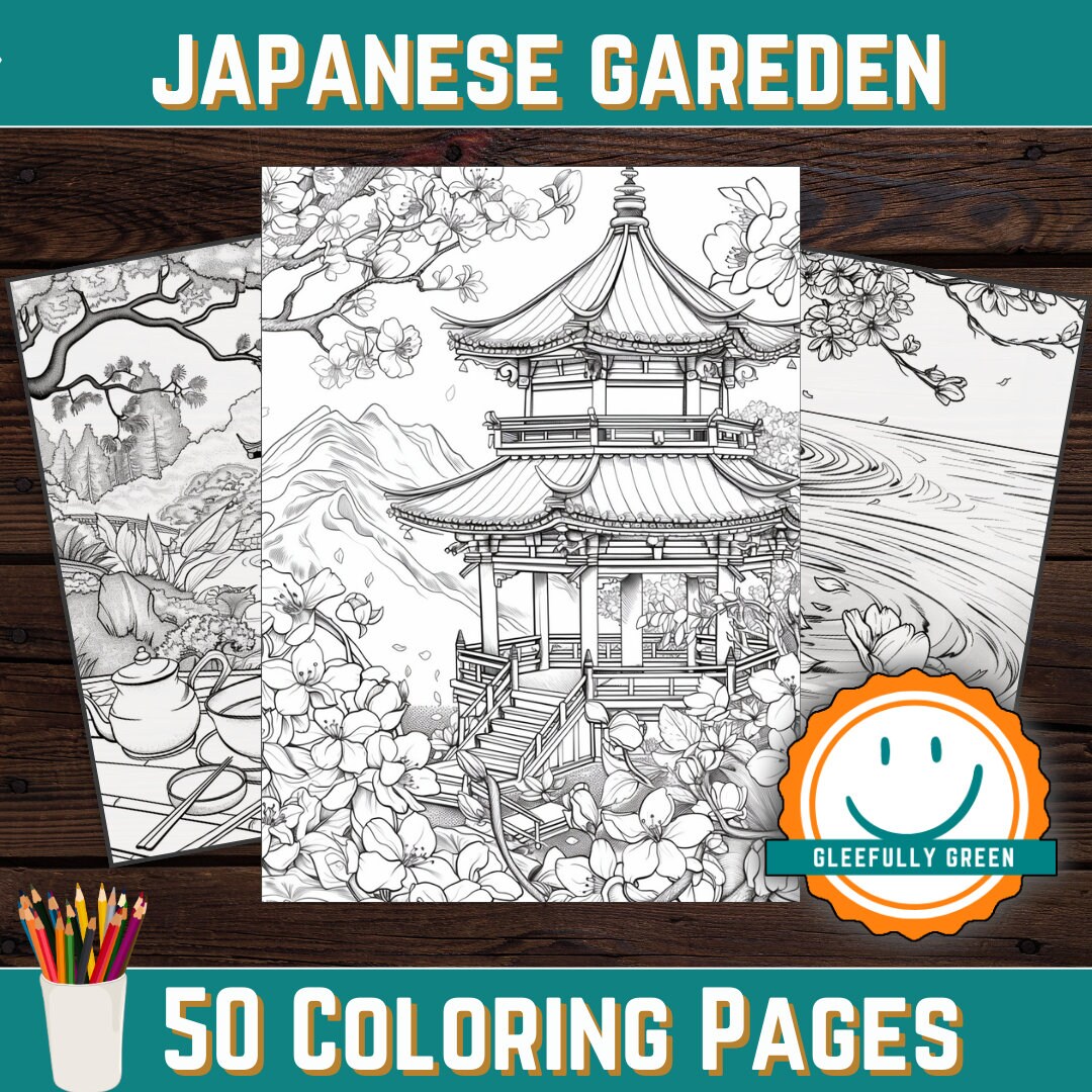 50 Japanese Garden Coloring Page for Adults and Kids Digital Download ...