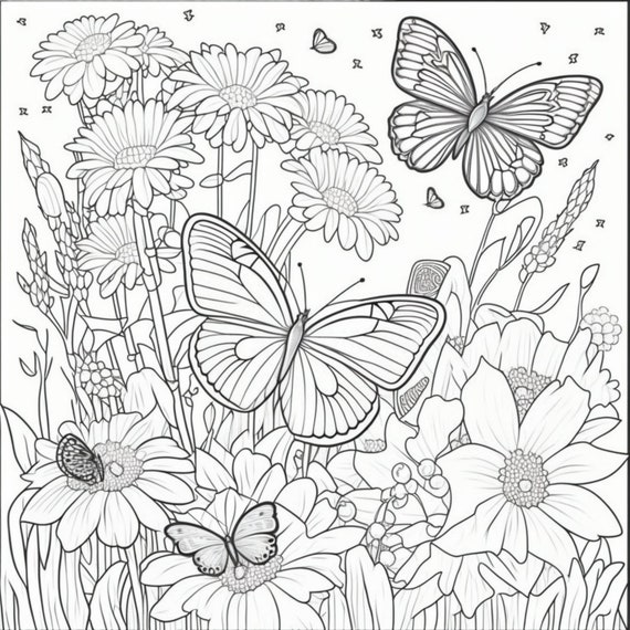 Large Print Easy Adult Coloring Book BUTTERFLIES & FLOWERS: Simple,  Relaxing Floral Scenes. The Perfect Coloring Companion For Seniors,  Beginners & An (Large Print / Paperback)