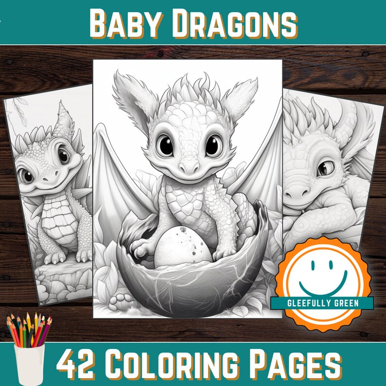 42 Adorable Baby Dragons Coloring Pages for Kids and Adults, Digital ...