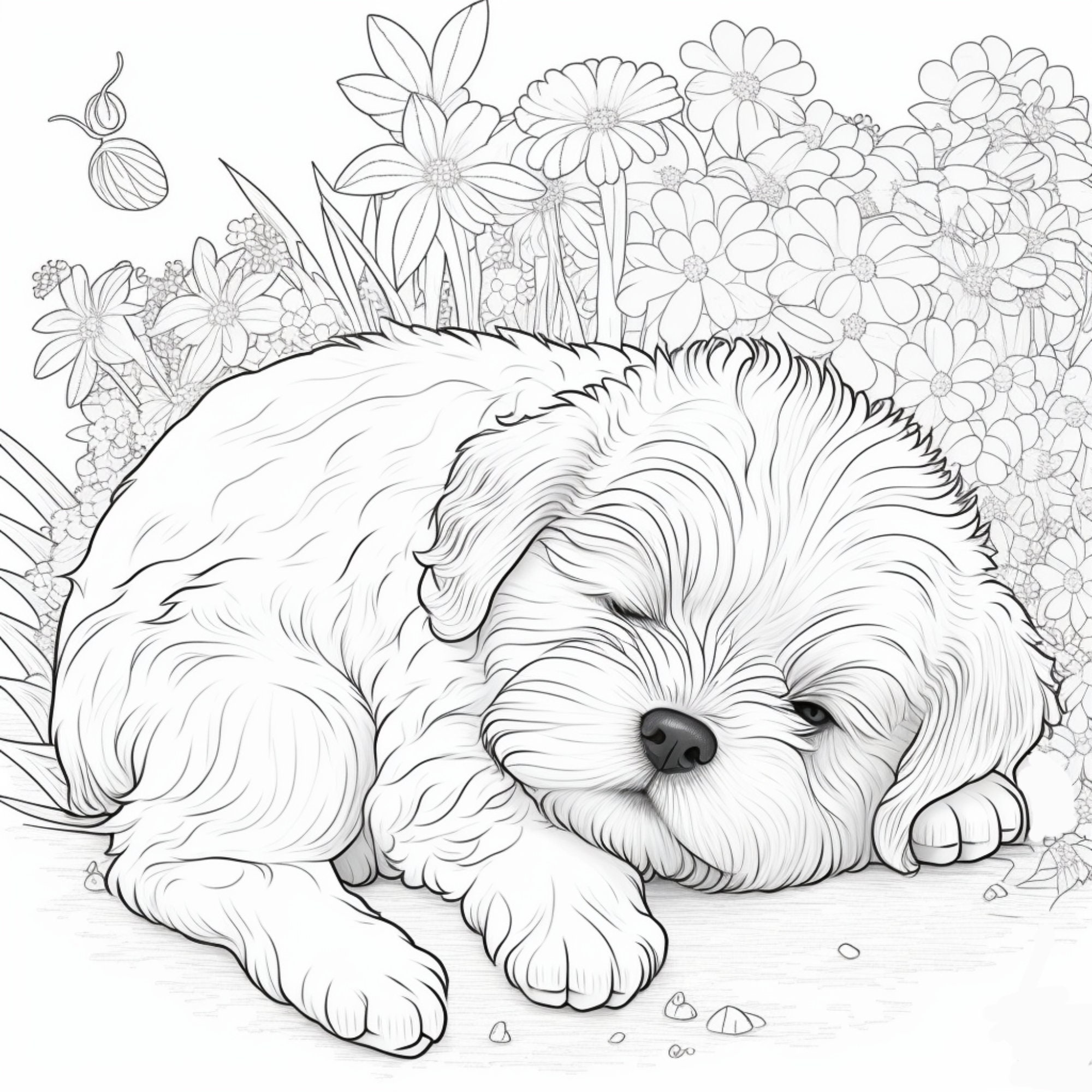 10 Printable Sleeping Puppies Coloring Pages for Kids and - Etsy México