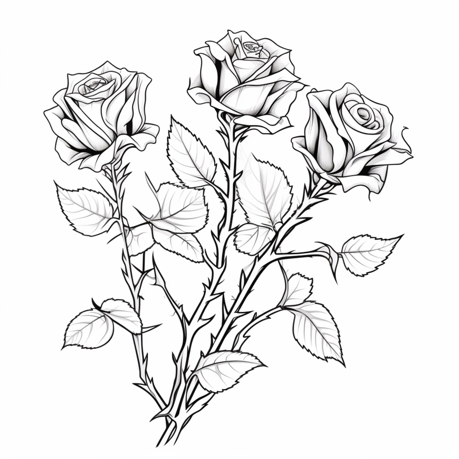 14 Printable Pretty Roses Coloring Pages for Kids and Adults - Etsy