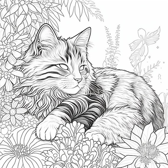 10 Printable Sleeping Kitten Coloring Pages for Kids and Adults Digital  Download PDF - Etsy