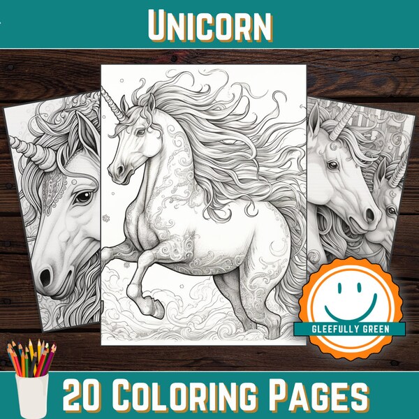 20 Printable Unicorn Coloring Pages for Kids and Adults - Digital Download - PDF