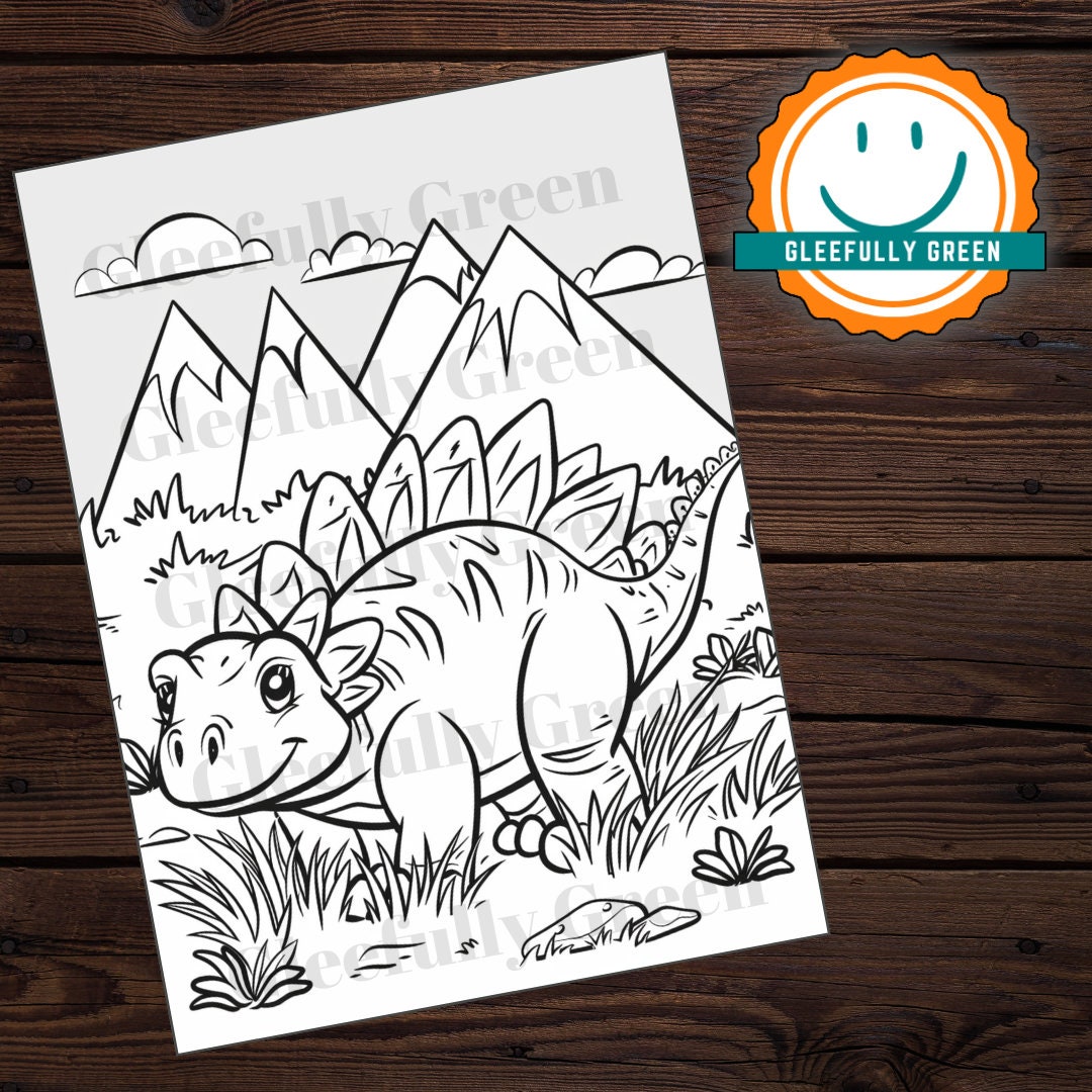 20 Dinosaur Coloring Pages for Adults and Kids Digital Download ...