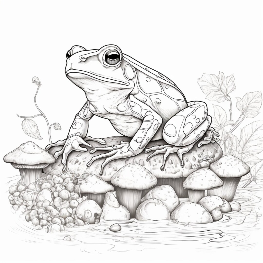 20 Printable Frog Coloring Pages for Kids and Adults Digital - Etsy