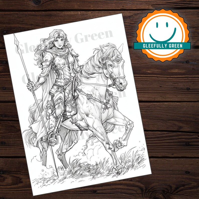 30 Warrior Princess Coloring Pages for Adults and Kids Digital Download