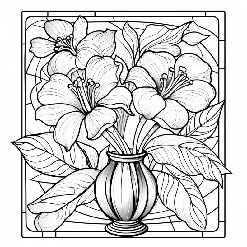 24 Printable Stainless Glass Coloring Pages for Kids and Adults Digital ...
