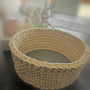 Utensil basket crocheted from recycled Oeko-Tex cotton