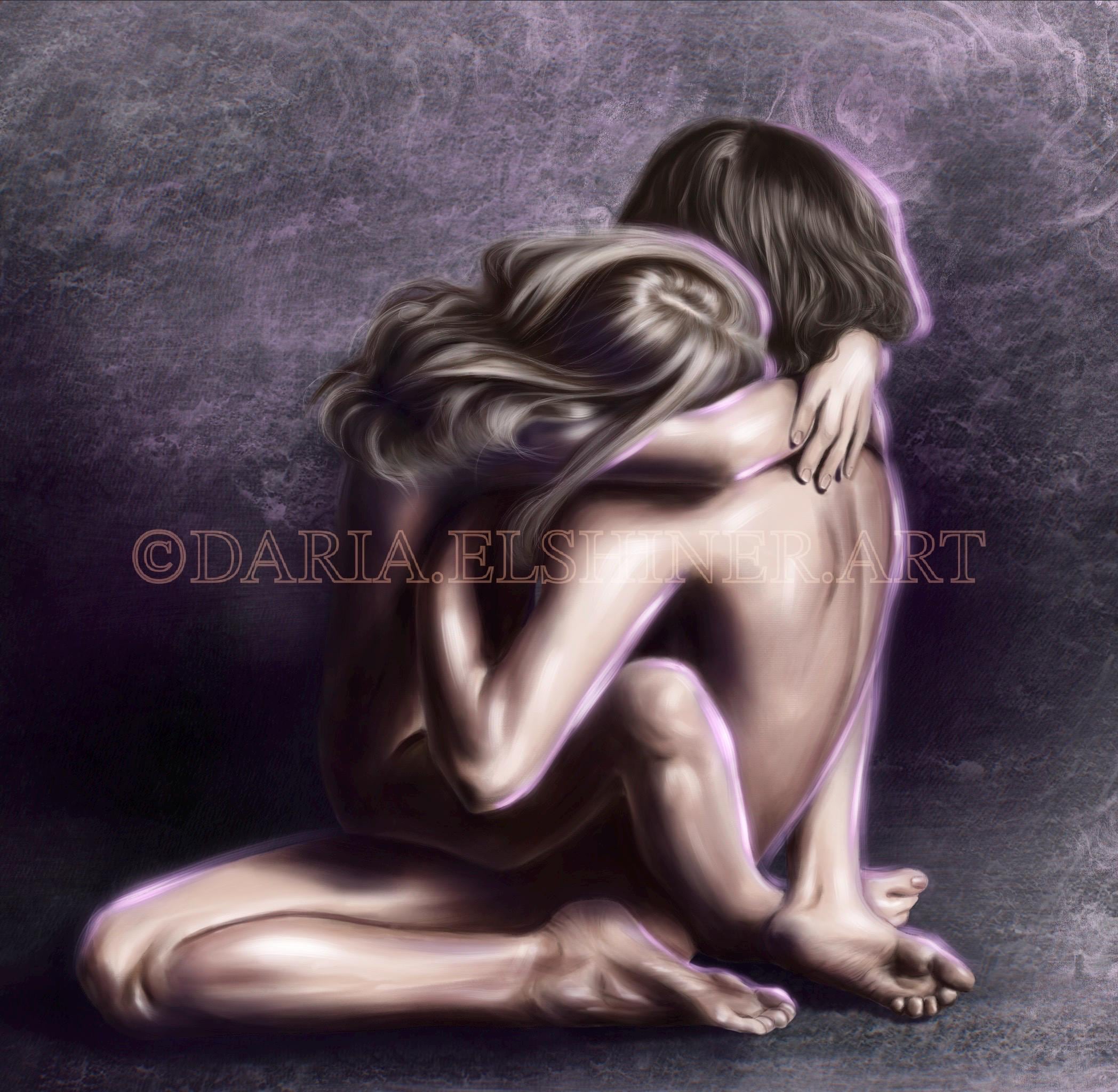 Lovers Art Couple Museum Quality Art Print "When We Collide"