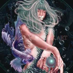 Pisces Zodiac Sign Hand Drawn Digital Artwork Museum Quality Gileé Print