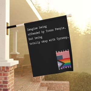 Defiant Garden Banner, LGBTQ+ Pride Flag Decor, Resistance Yard Sign, Empowering Home & Garden Art, Inspirational Outdoor Decor