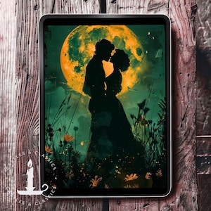 EBOOK COVER Premade Dark Romance Cover Design Customizable Book Novel Historical Romance Silhouette Moonlight Moonlit Couple Kissing HistFic