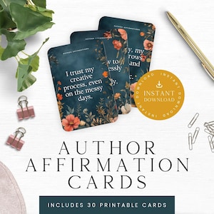 Tarjetas de afirmación de autor Tarjeta para escritores Confianza del escritor Regalos para autores Afirmaciones Imprima en casa Imprima usted mismo Regalo de autor