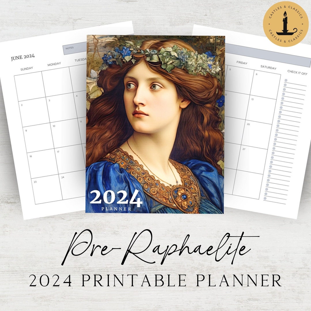 Preraphaelite 2024 Planner Academia Pre Raphaelites Printable Digital