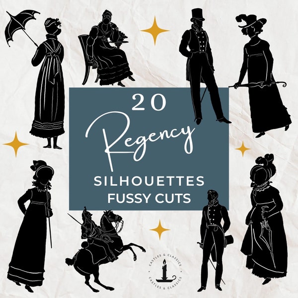 Regency Figures Silhouettes Fussy Cuts for Junk Journals and Scrapbooking