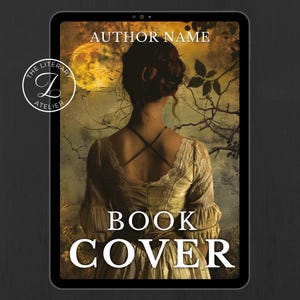 Historical Fiction EBOOK COVER Gothic Historical Book Cover Art with Full Moon Vintage Dress Design Gothic American Civil War Romance 869