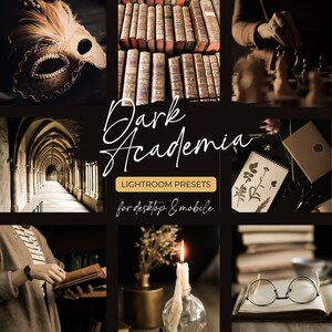 DARK ACADEMIA Preset Mobile & Desktop Lightroom Vintage Film Booktok Beige Instagram Filters Influencer Dark Aesthetic Filters Bookstagram