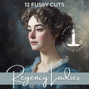 Recortes de Jane Austen para diario basura, álbum de recortes, efímeras de la época de la Regencia, descarga digital instantánea, retratos de damas de la Regencia, recortes de retratos