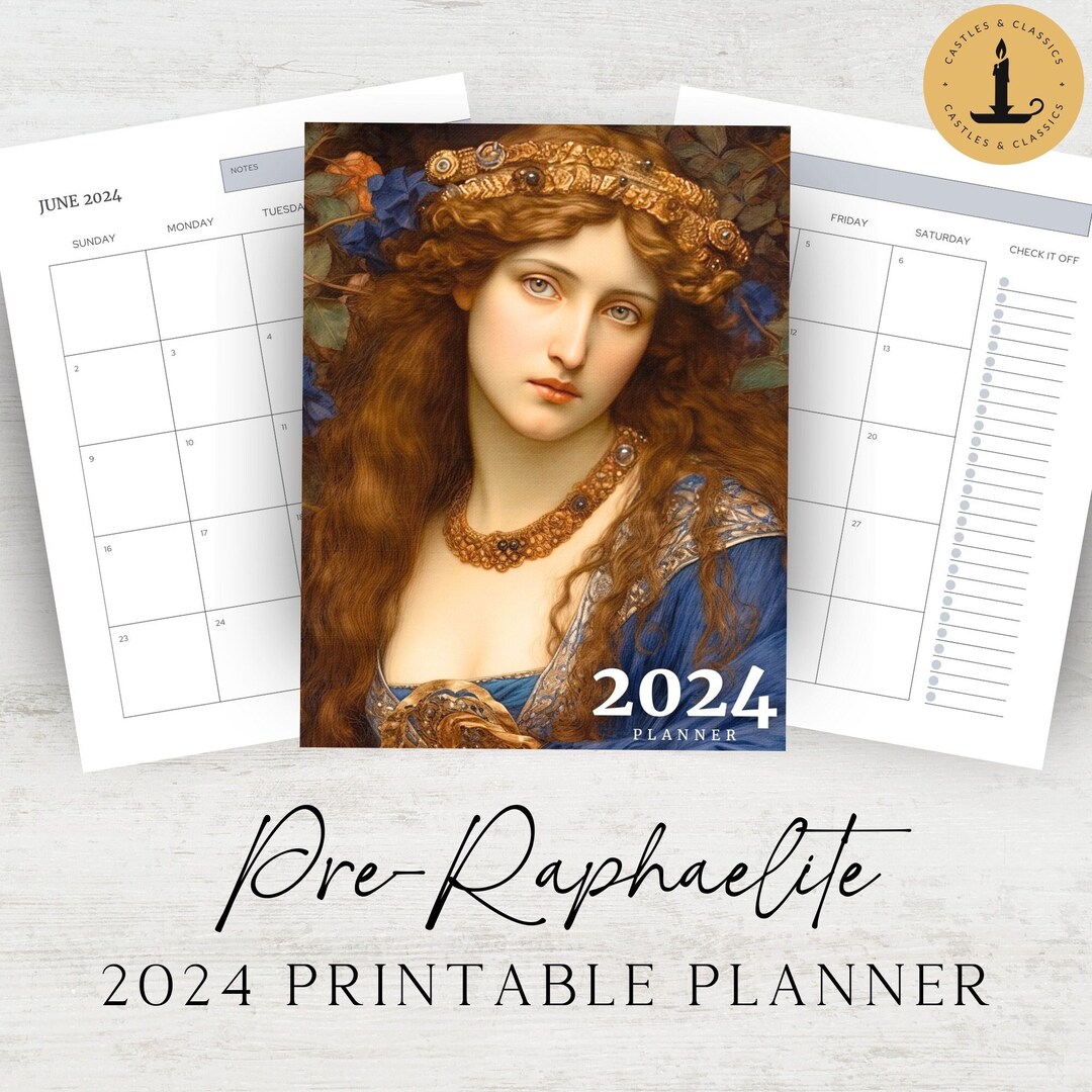DATED Printable Planners 2024 Planner Academia Preraphaelite Pre