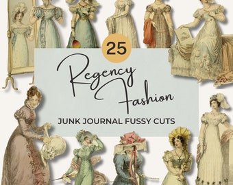 Regency Fashion Plates Fussy Cuts | Junk Journal Scrapbooking | Instant Digital Download Printable Bundle | Jane Austen Ephemera