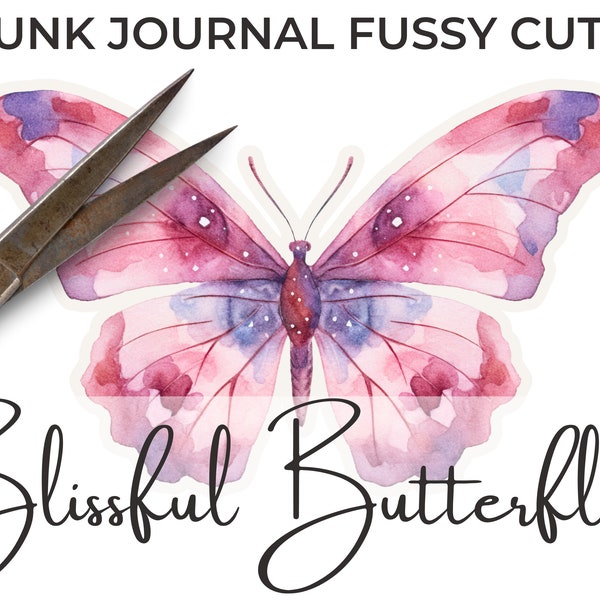 WATERCOLOR BUTTERFLIES Fussy Cuts Ephemera Junk Journal Cut Outs Butterfly PDF Instant Digital Download Fussy Cut Romantic Butterflies