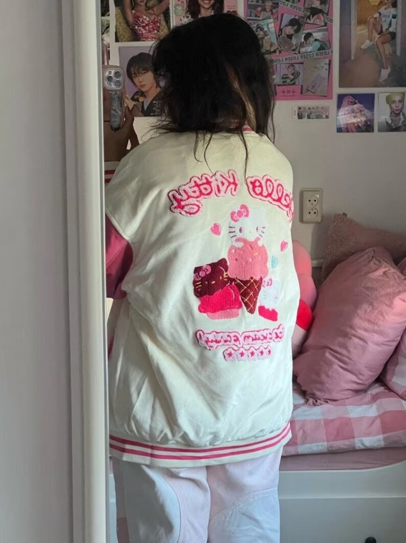 Cute Kawaii Hello Kitty Ice Cream Varsity Jacket / Baseball Etsy