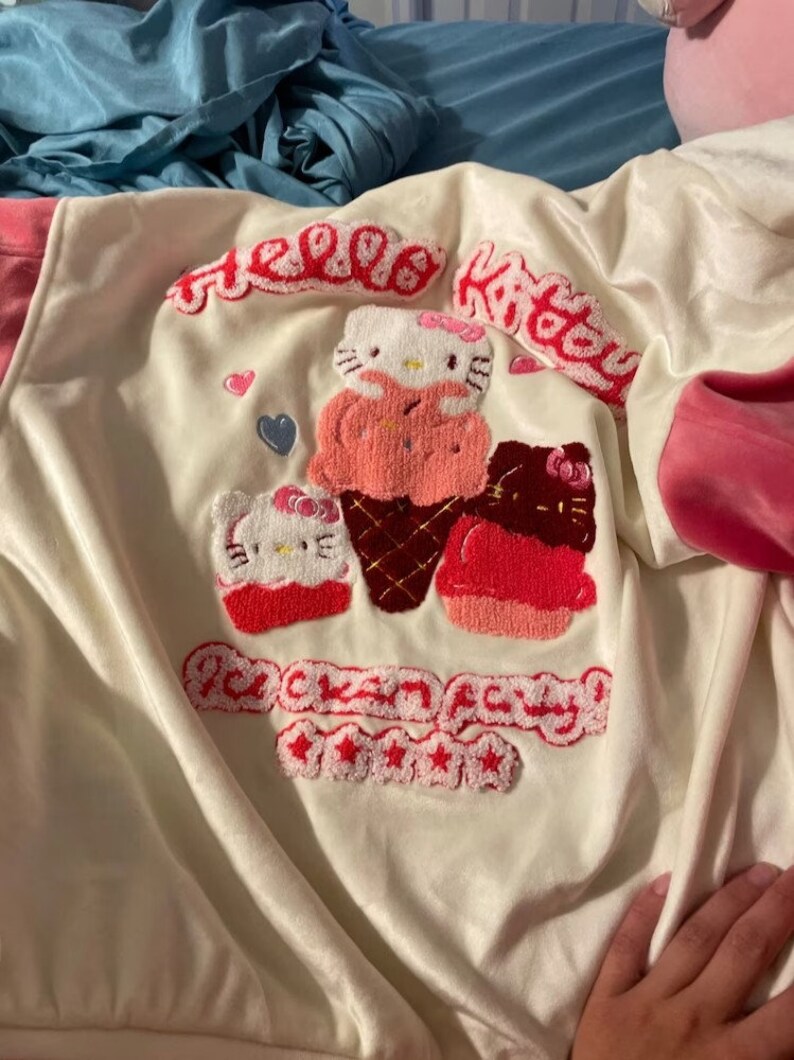 Cute Kawaii Hello Kitty Ice Cream Varsity Jacket / Baseball Etsy