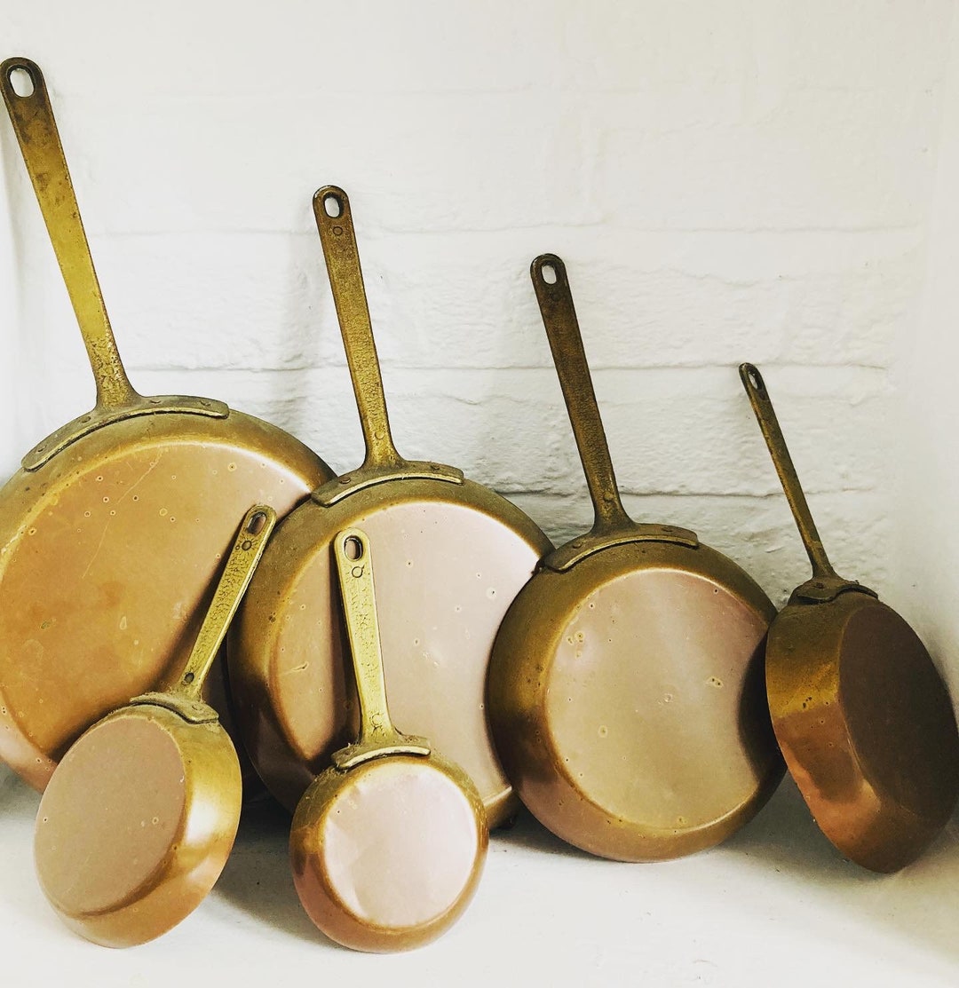 Vintage Copper Pans Rare Rustic French Kitchen Copper Skillet Etsy