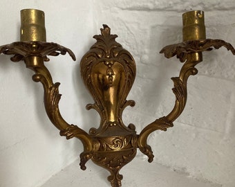 Gilt Rococo Style Wall Sconce, French Style Wall Light, French Decor, Rare Sconce, Gilt Rococo Wall Lights, Brass Gilt x 1