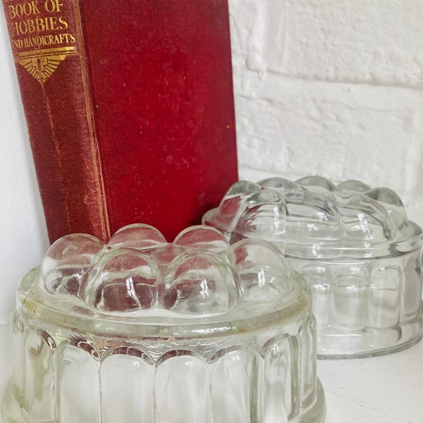 Vintage Glass Jelly Moulds, British Made, Large Oval moulds, Victorian Kitchen Display, Country Kitchen Homeware