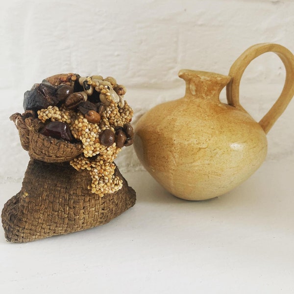 Rustic kitchen decor, Small Hessian Coffee Beans Sack, hand made rustic kitchen ornament, farmers kitchen, Coffee shop /Deli display