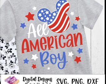 All American Boy Svg, 4th of July Mickey, USA Mouse, USA Flag America Mouse, Mickey American Flag, cut file, Magic Castle, Cricut cut files