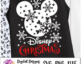 Uszy Myszki Bożonarodzeniowej, Wycieczka Bożonarodzeniowa, Magiczny Zamek Svg, Wakacje Bożonarodzeniowe, Wesołych Świąt Mickey SVG, Plik Cricut Cut Płatka Śniegu Mickeya
