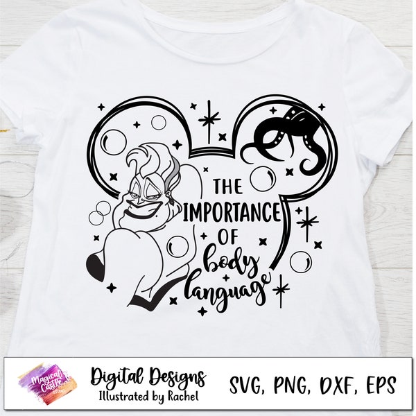 Importance of Body language, Mermaid Quotes Svg, Ursula svg, Sea Witch, Under the sea Svg, Mermaid Villain, Princess Villains Svg, Dxf, Png