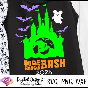 ウーギー・ブギー城 2025 svg、メインストリートでトリック・オア・トリート、マウスハロウィーン、不気味な城 Svg、マウスゴースト Svg、カットファイル Svg、Dxf、Png