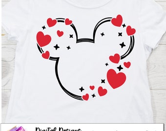 Mouse Frame Hearts SVG, Heart Castle, Valentine Shirt Svg, Love Mouse Print, Valentine Mouse Svg, Minnie Love SVG File, Mouse Valentine Svg
