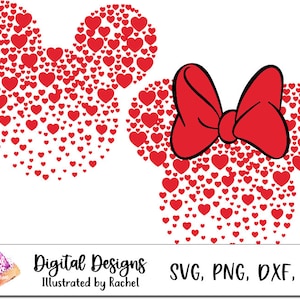 Maus Rahmen Herzen SVG, Herz Schloss, Paare Shirt SVG, Liebe Maus Print, Valentine Maus SVG, Minnie Love SVG-Datei, Maus Valentine svg