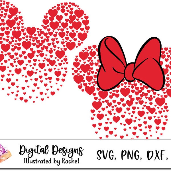 Mouse Frame Hearts SVG, Heart Castle, Couples Shirt Svg, Love Mouse Print, Valentine Mouse Svg, Minnie Love SVG File, Mouse Valentine Svg