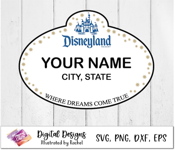 Disneyland Name tag cut file, Cast Member Badge, Name Tag Vector File, Where wishes come true, cricut cut file, custom name tag