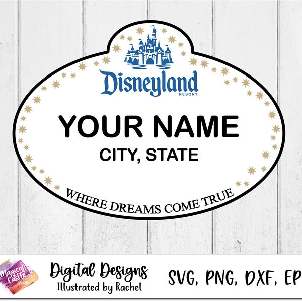 Disneyland Name tag cut file, Cast Member Badge, Name Tag Vector File, Where wishes come true, cricut cut file, custom name tag