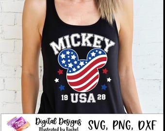 Mickey American Flag, Mickey 4th of July, Independence day, vector file, Magic Castle, Mickey USA Svg, Cricut cut files, digital download
