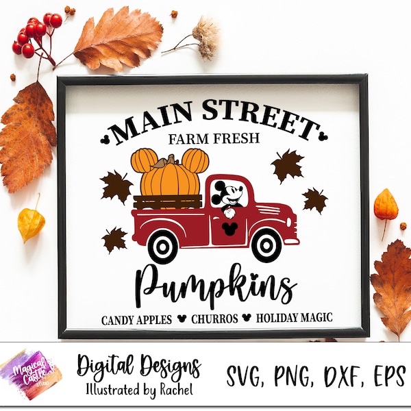 Farm Fresh Pumpkin, Mickey Pumpkin, Mickey Thanksgiving, Mickey farm Truck, Turkey Day svg, Fall, PNG, SVG, Iron On, Transfer, layer file